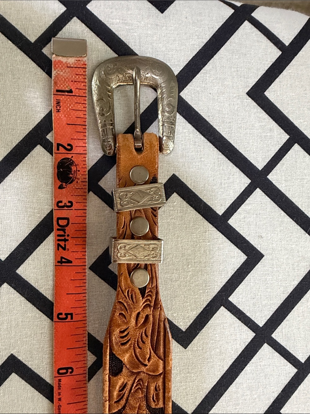 Fred Harvey Cowhide Leather Tooled Decorative Belt